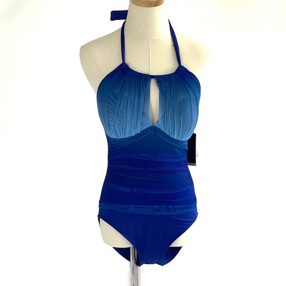 NWT  Blue  one piece  swimsuit by Kenneth Cole - Picture 5 of 10